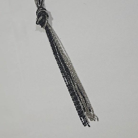 Black and Silver Chain Necklace, OS - Picture 3 of 6